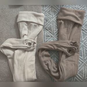 Laina Rauma OG Dance Class Fuzzy Rib Stirrup Leggings size L in Bone & Mocha